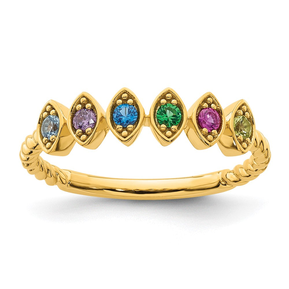 14k 6 Synthetic Birthstone Mother's Ring