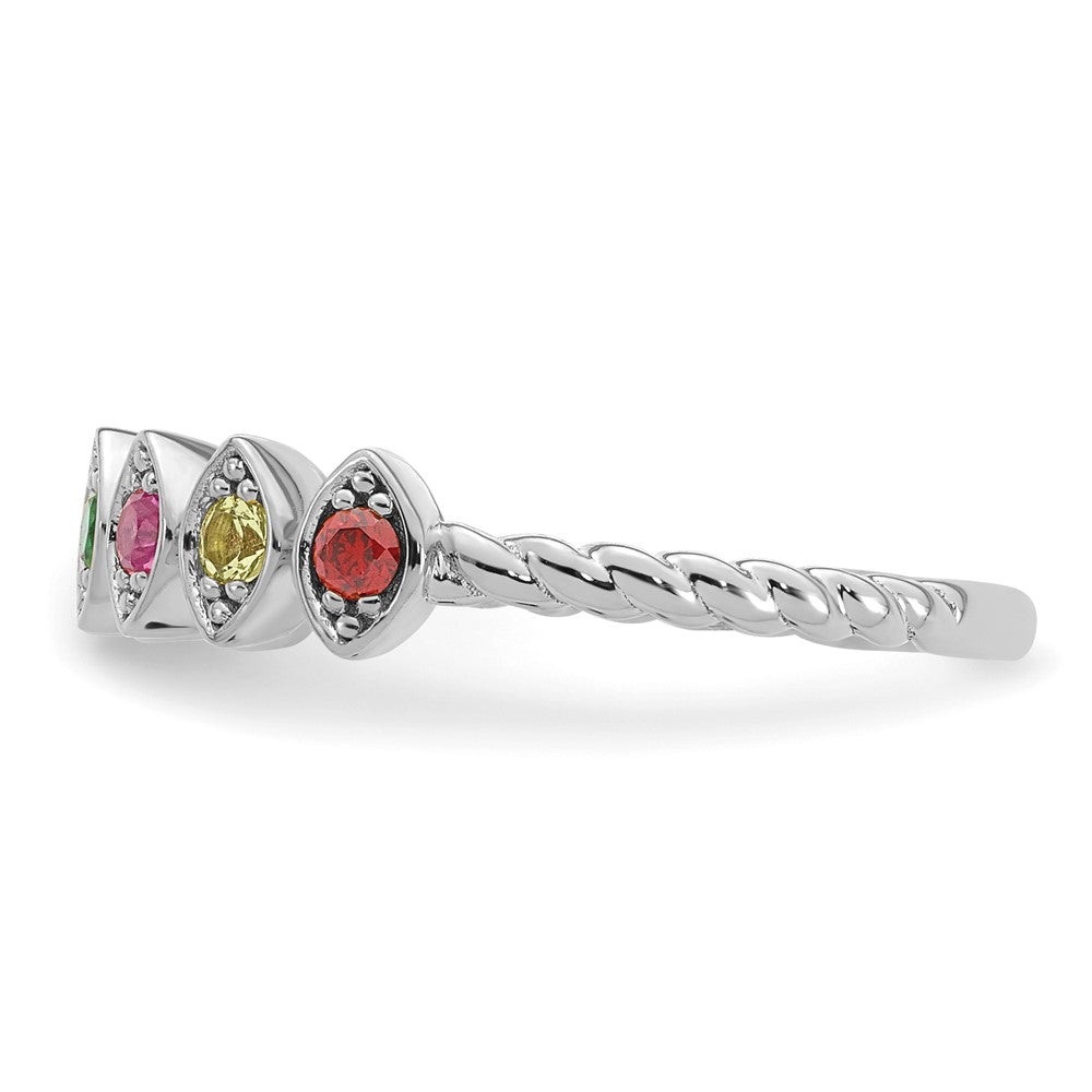 14k White Gold 7 Birthstone Mother's Ring Mounting
