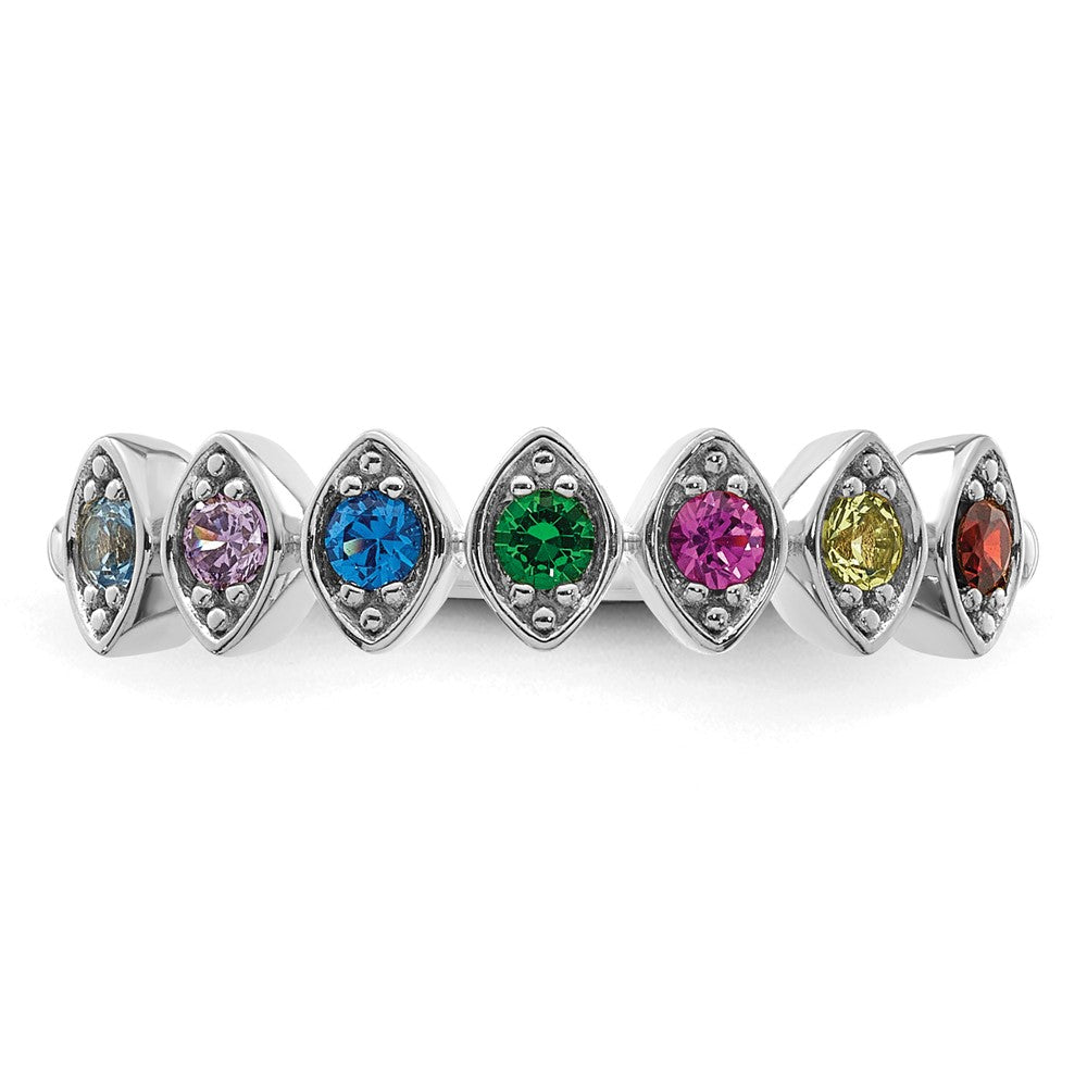 14k White Gold 7 Genuine Birthstone Mother's Ring