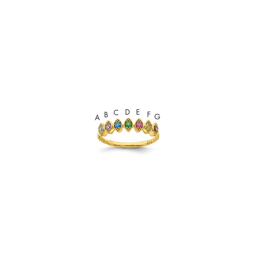 14k 7 Synthetic Birthstone Mother's Ring