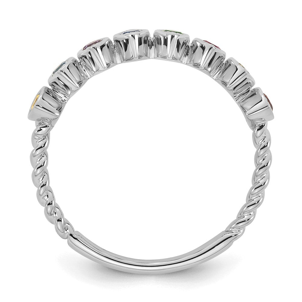 14k White Gold 8 Genuine Birthstone Mother's Ring