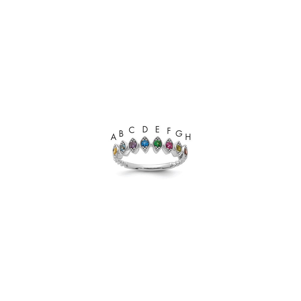 14k White Gold 8 Birthstone Mother's Ring Mounting