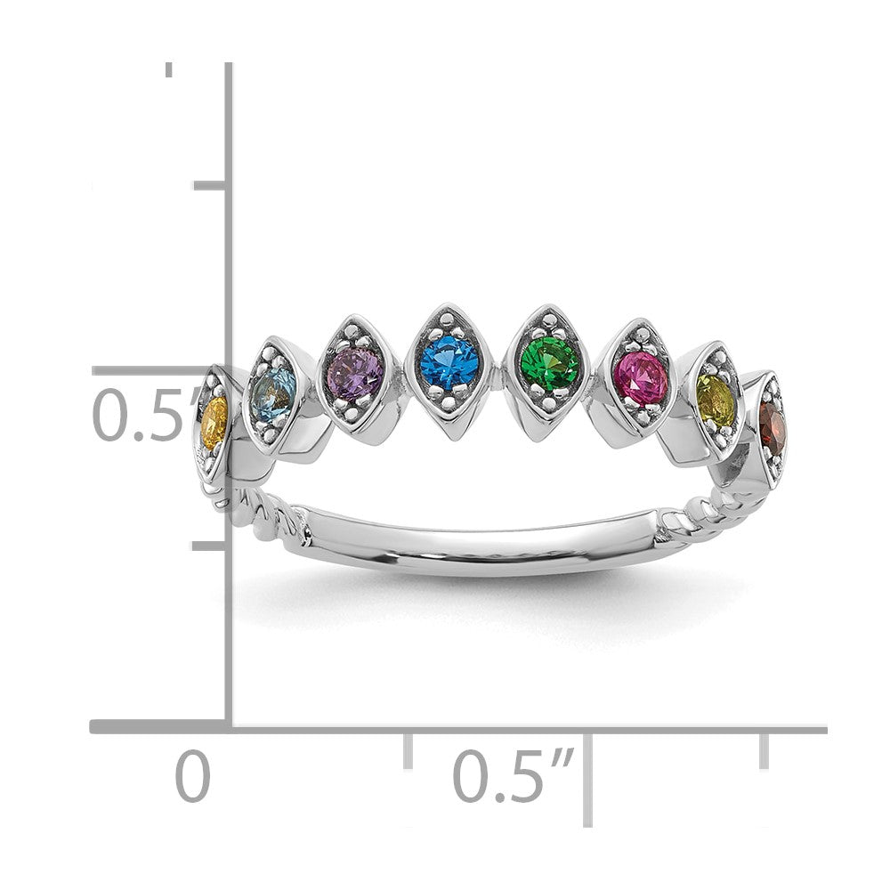 14k White Gold 8 Birthstone Mother's Ring Mounting