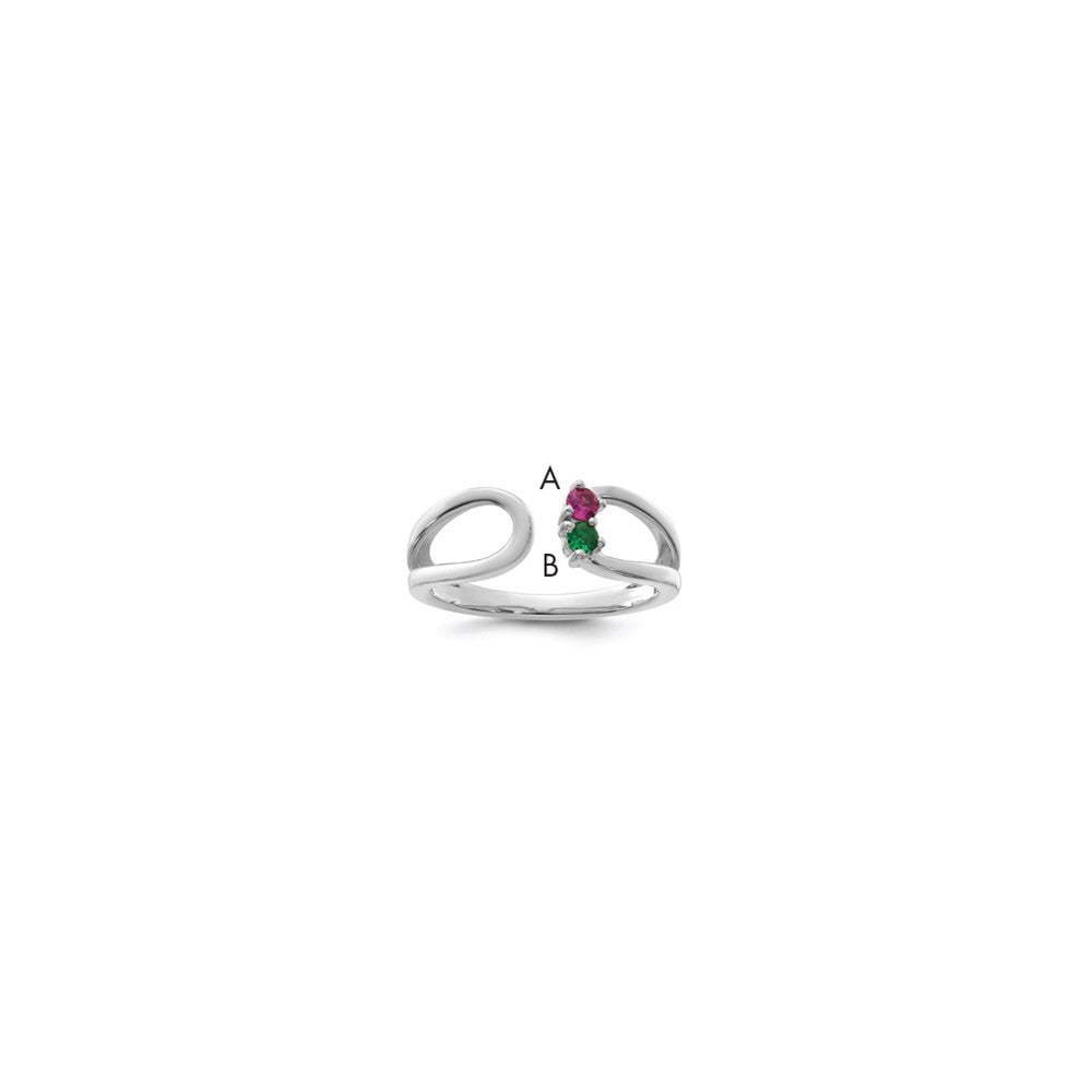 14k White Gold 2 Birthstone Mother's Wrap Ring Mounting