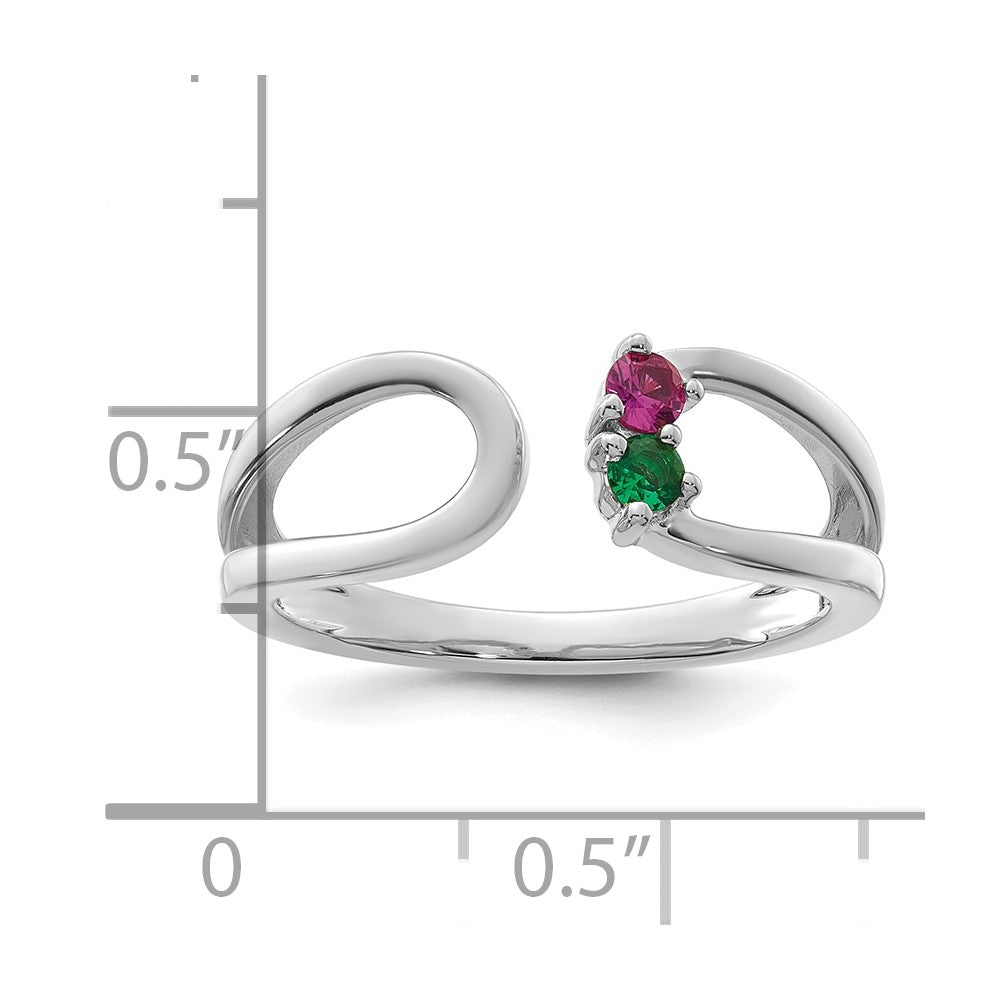 14k White Gold 2 Birthstone Mother's Wrap Ring Mounting