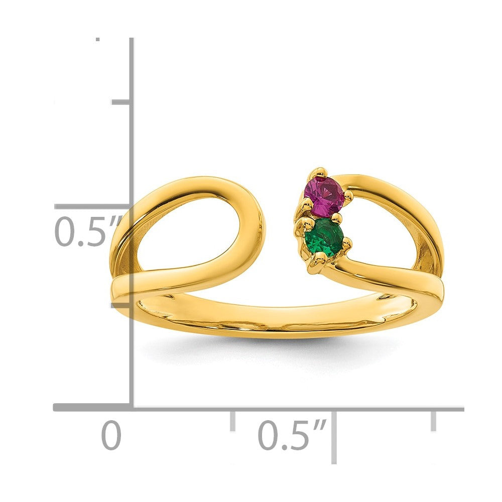 14k 2 Birthstone Mother's Wrap Ring Mounting