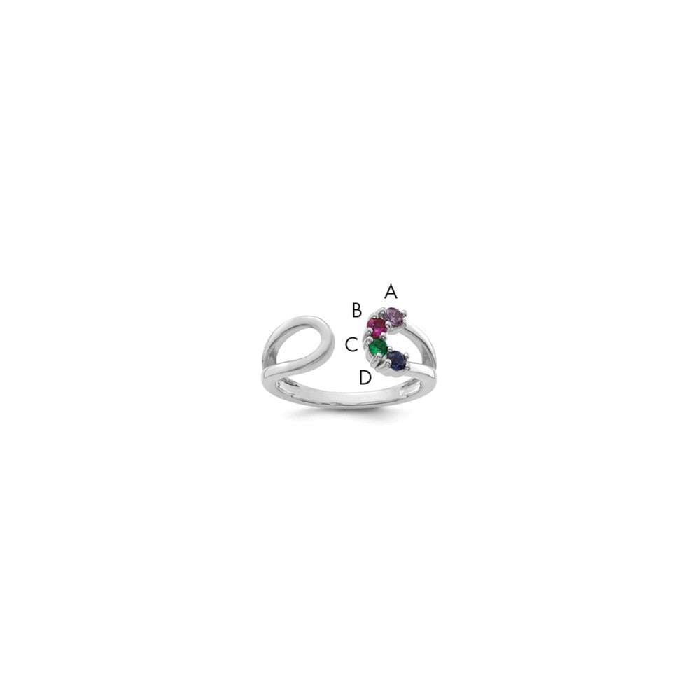 14k White Gold 4 Birthstone Mother's Wrap Ring Mounting