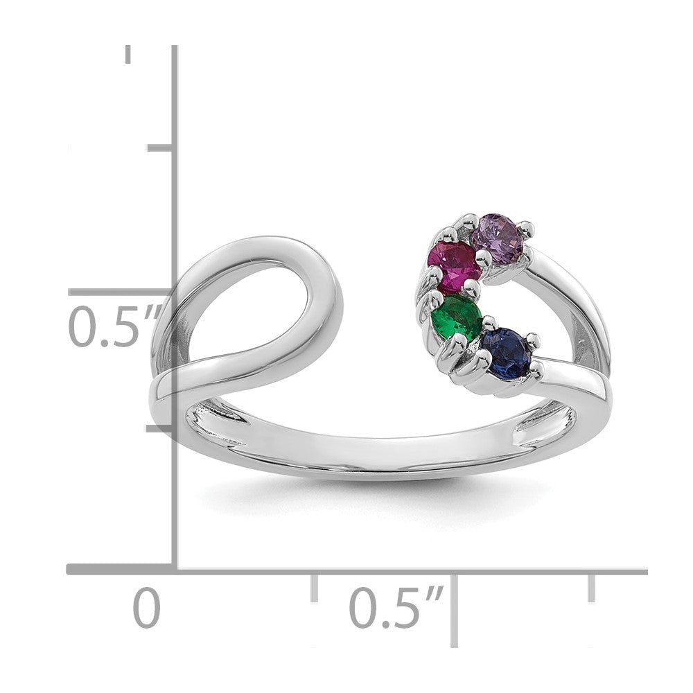 14k White Gold 4 Birthstone Mother's Wrap Ring Mounting