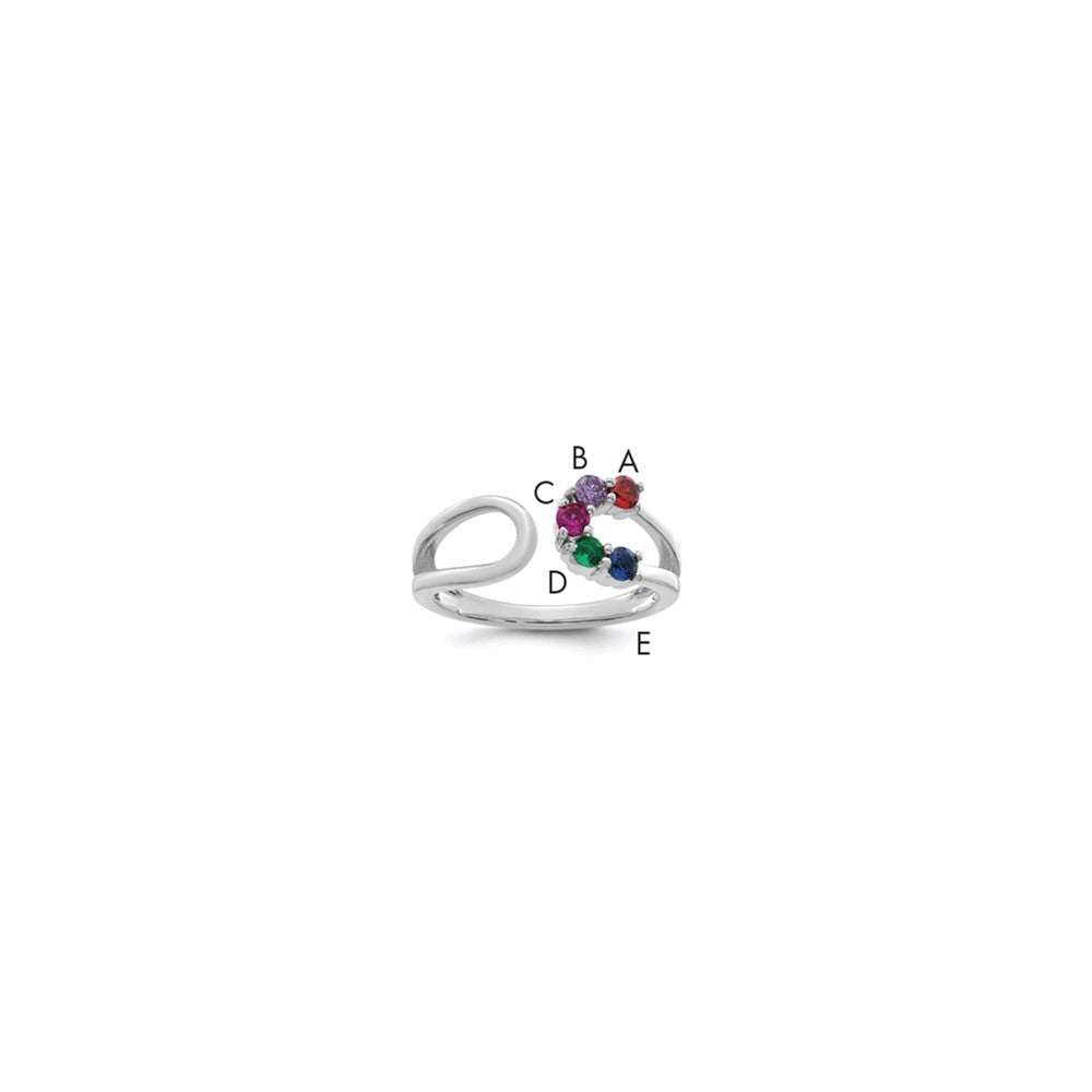 14k White Gold 5 Birthstone Wrap Mother's Ring Mounting