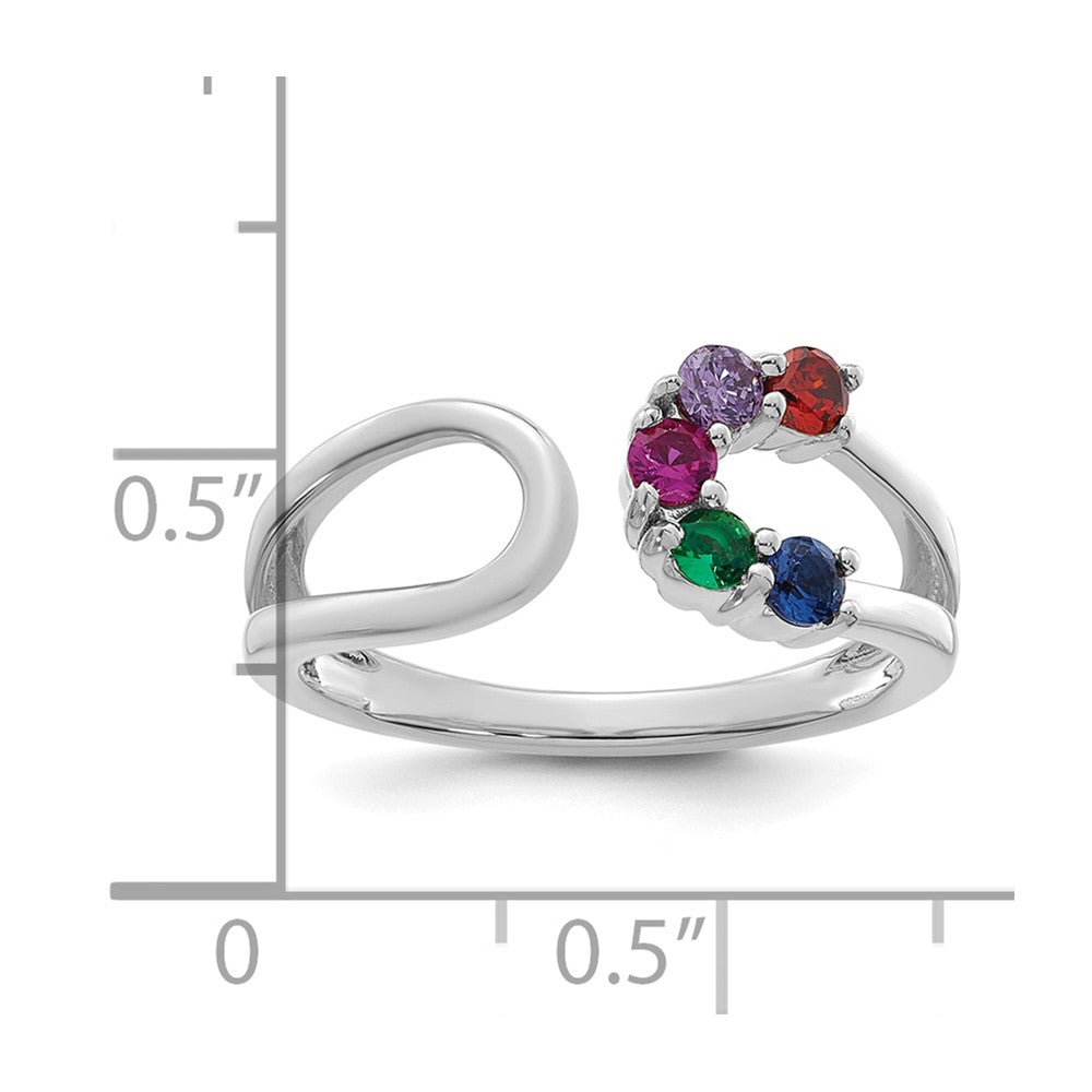 14k White Gold 5 Birthstone Wrap Mother's Ring Mounting