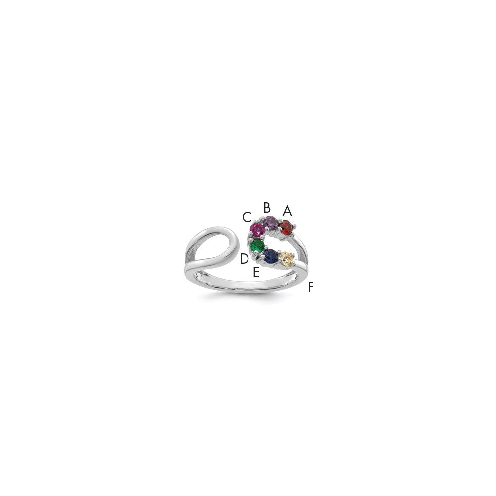 14k White Gold 6 Birthstone Wrap Mother's Ring Mounting