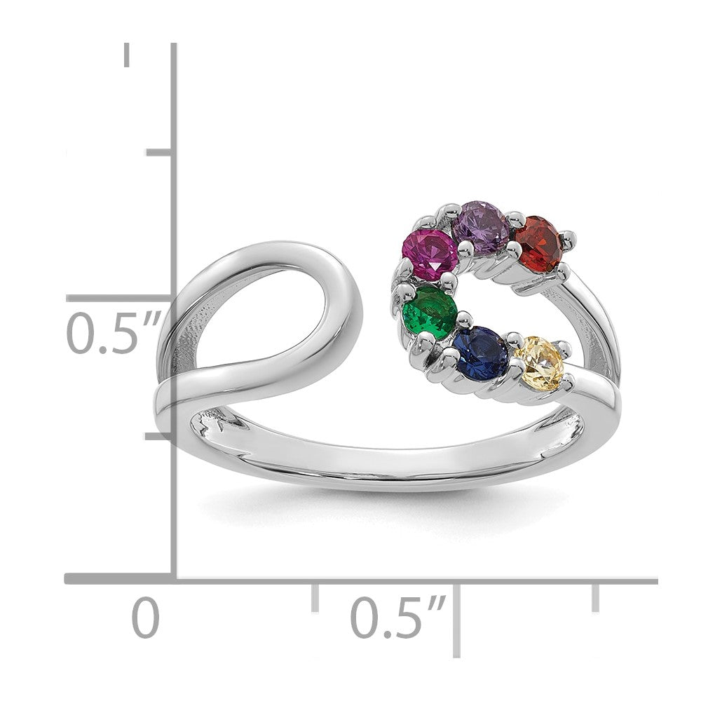 14k White Gold 6 Birthstone Wrap Mother's Ring Mounting
