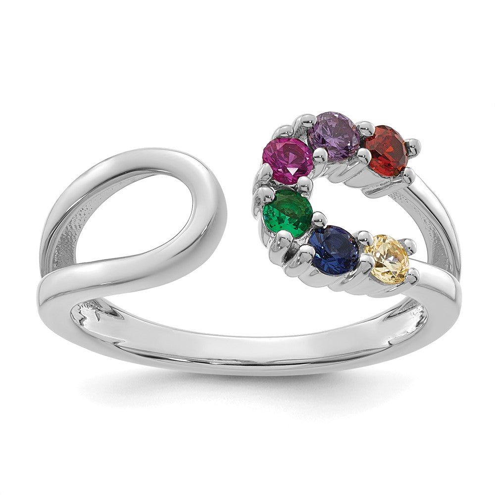14k White Gold 6 Birthstone Wrap Mother's Ring Mounting