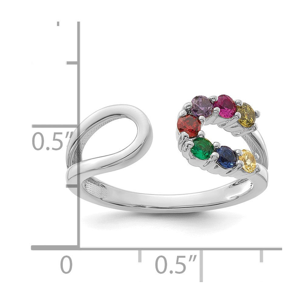 14k White Gold 7 Birthstone Wrap Mother's Ring Mounting