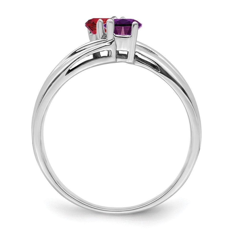 14k White Gold Polished 2-Stone Mothers Ring Mounting