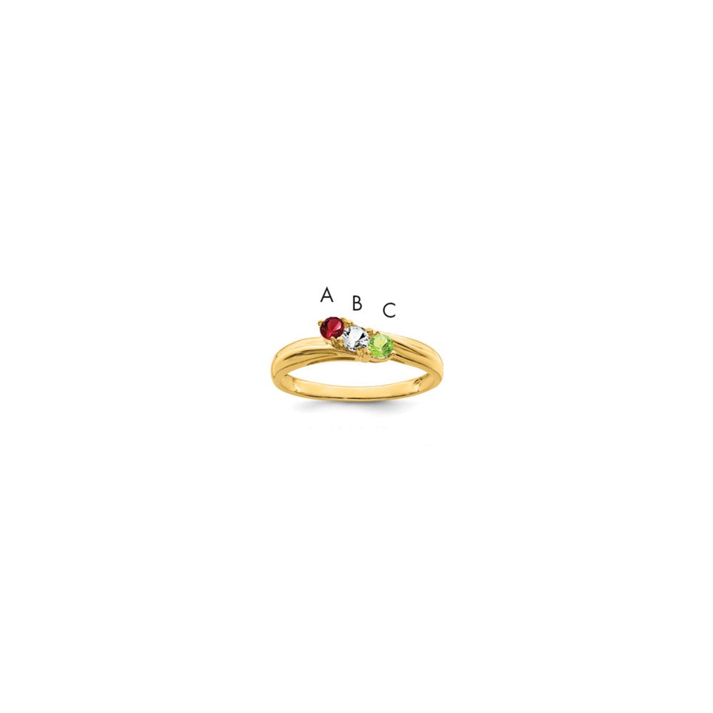 14k Polished 3-Stone Mothers Ring Mounting