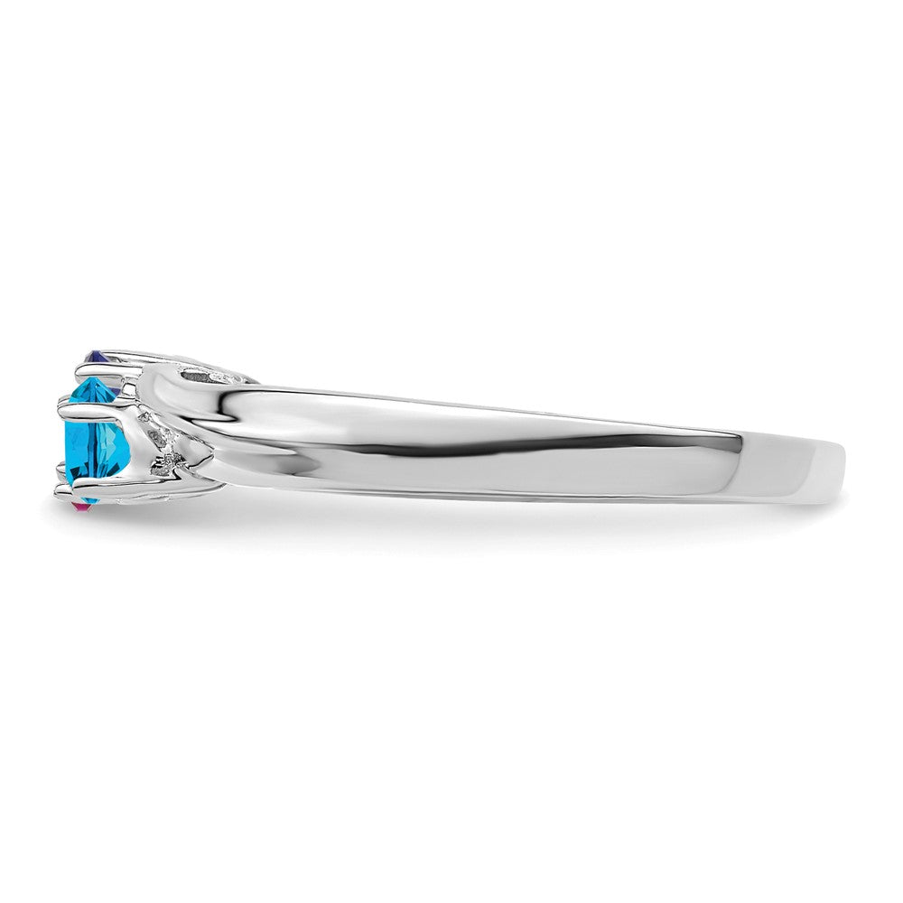 14k White Gold Polished 3-Stone Mothers Ring Mounting