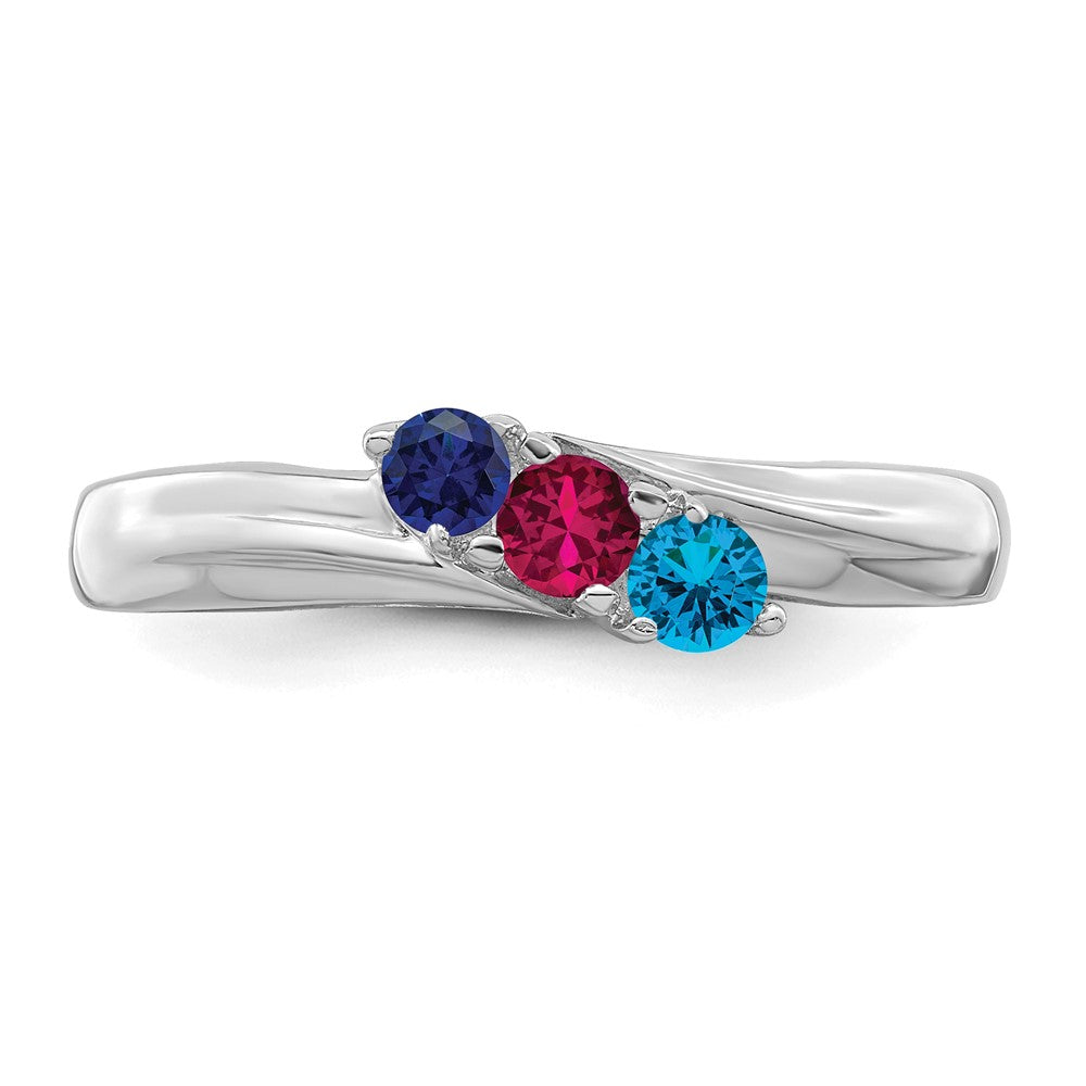 14k White Gold Synthetic Family jewelry ring