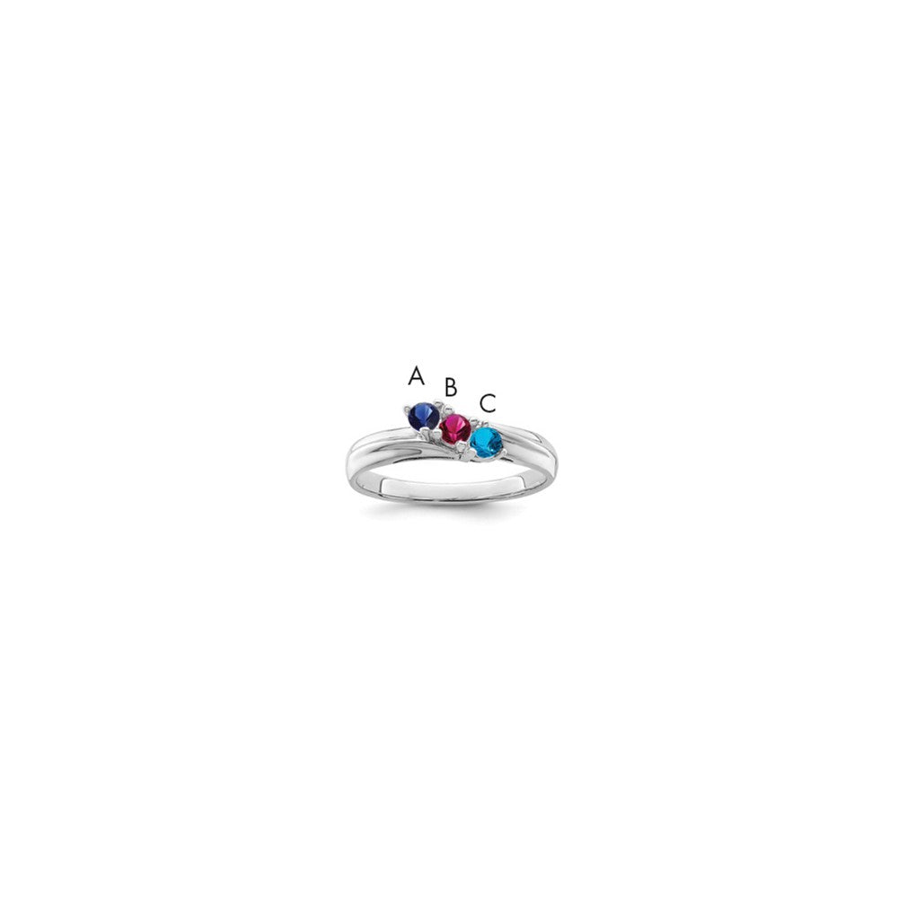 14k White Gold Synthetic Family jewelry ring