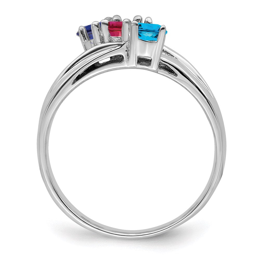 14k White Gold Synthetic Family jewelry ring