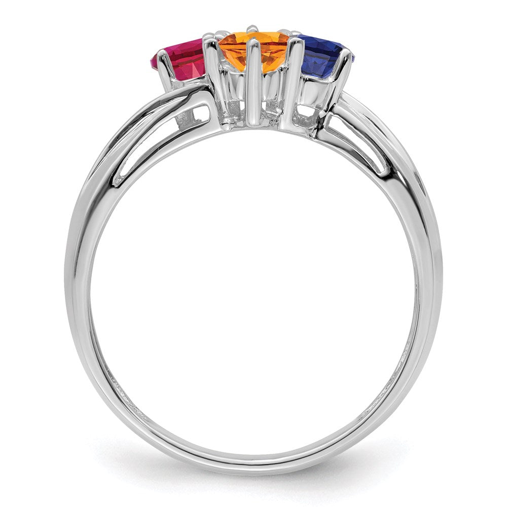 14k White Gold 3mm Synthetic Family Jewelry Ring