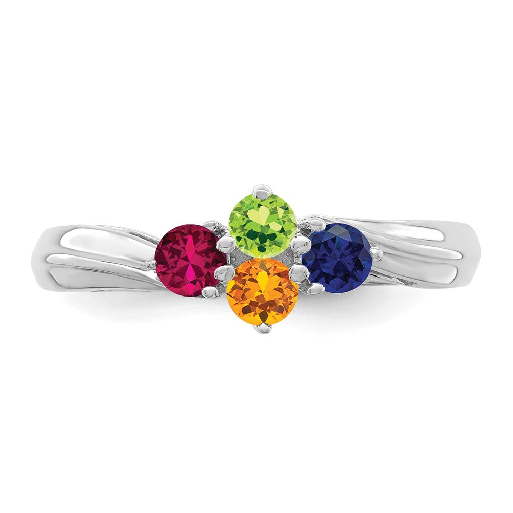 14k White Gold 3mm Synthetic Family Jewelry Ring