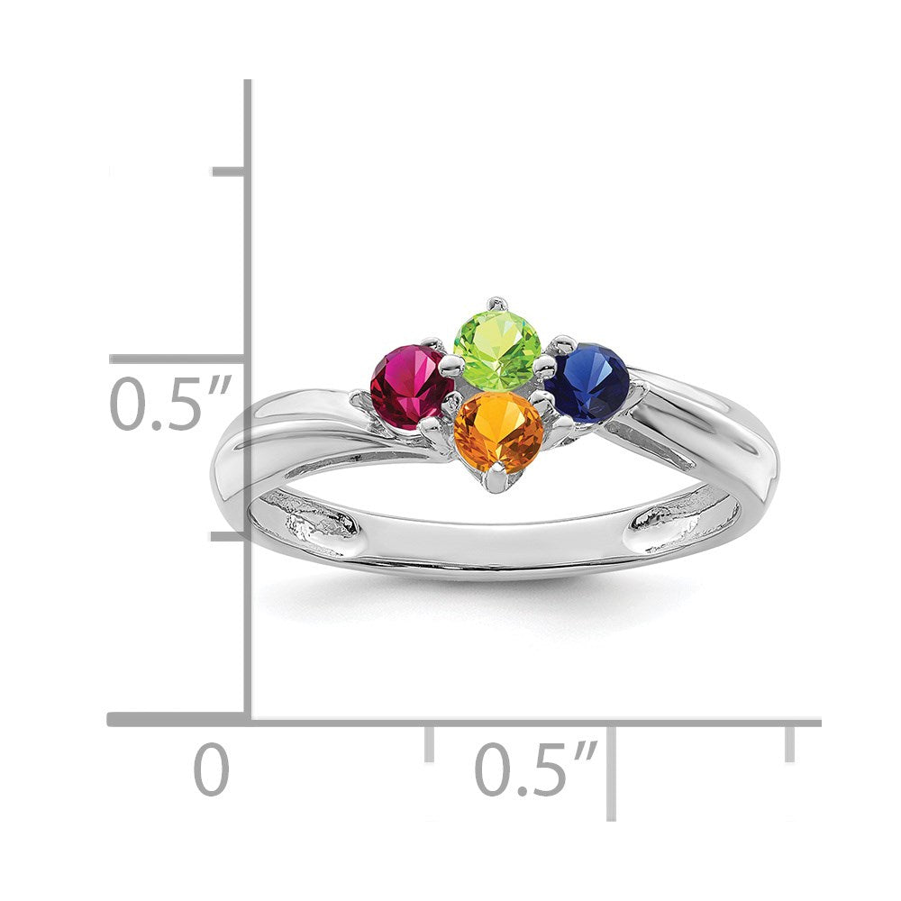14k White Gold Polished 4-Stone Mothers Ring Mounting