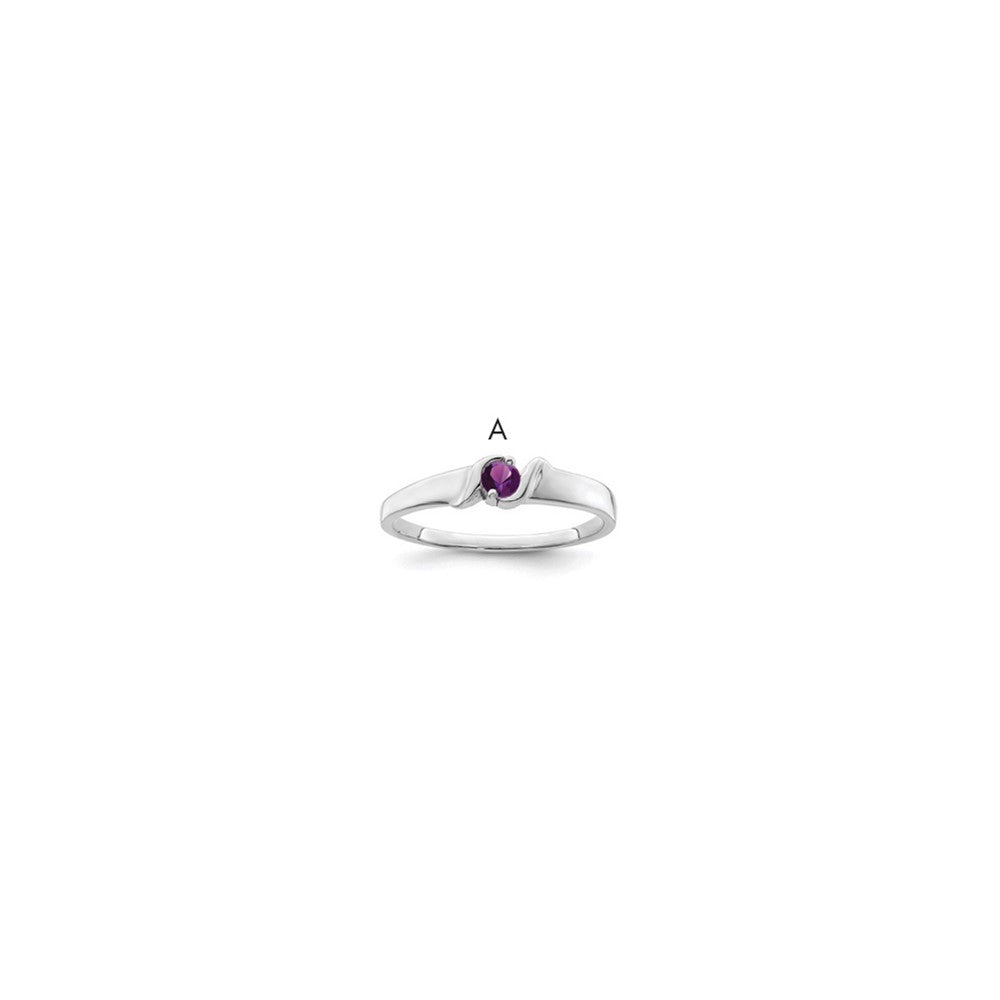 Sterling Silver Rhodium-plated Synthetic 1 Stone Mother's Ring