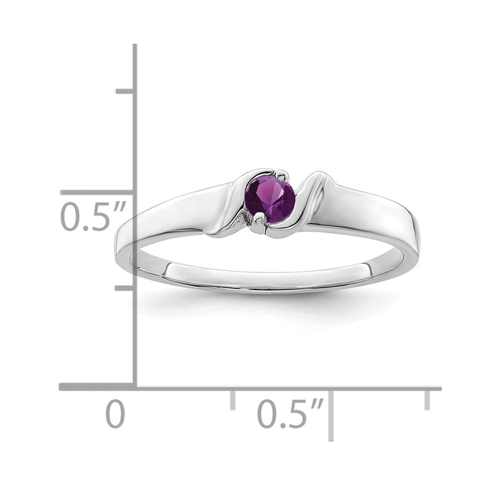 Sterling Silver Rhodium-plated Synthetic 1 Stone Mother's Ring