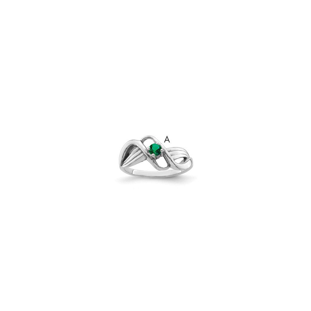 14k White Gold Genuine 1 Stone Mother's Ring