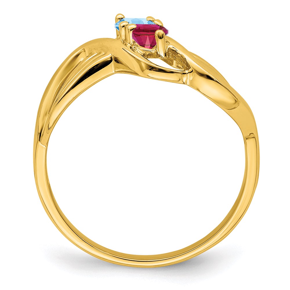 14k Synthetic 2 stone Family Jewelry Ring