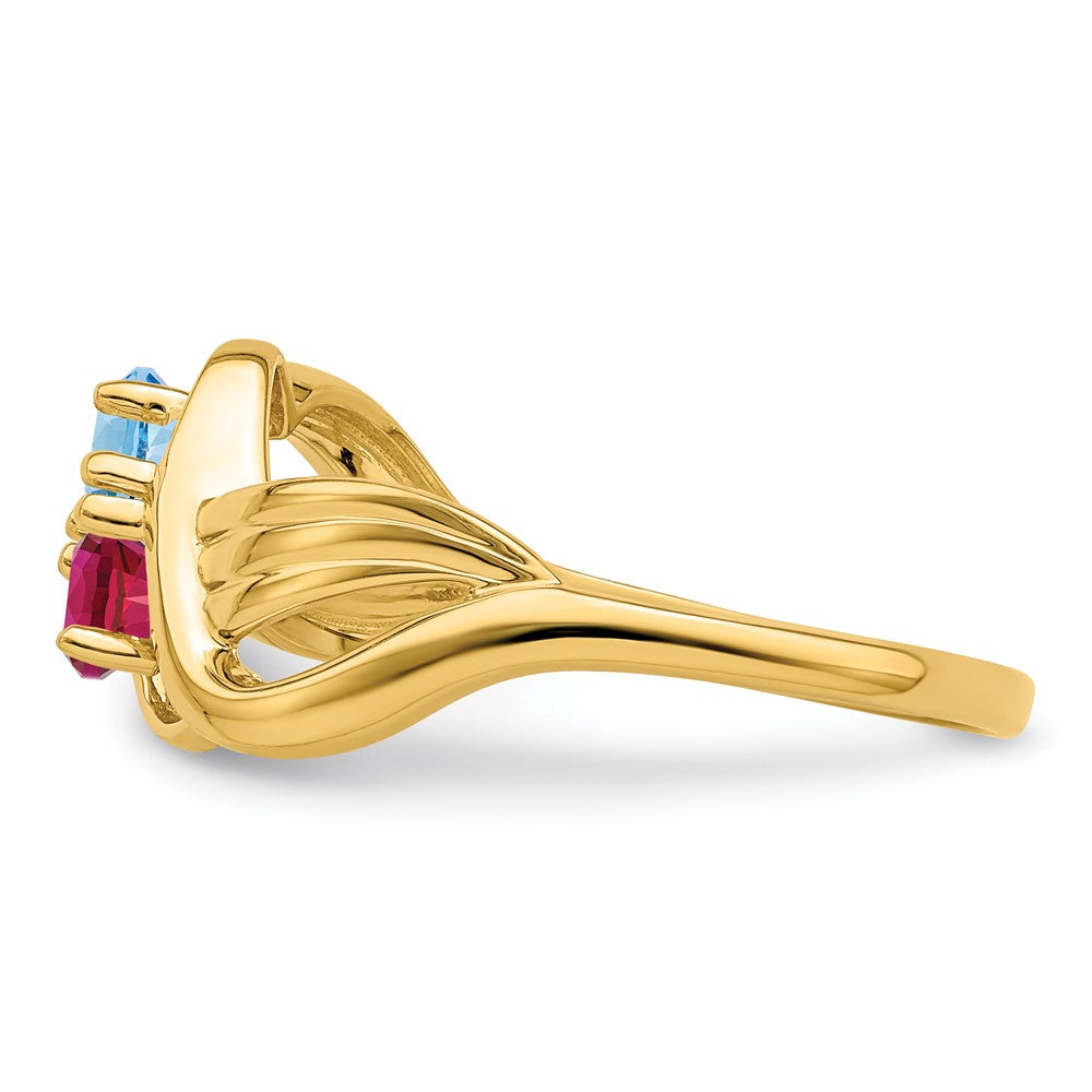 14k Synthetic 2 stone Family Jewelry Ring