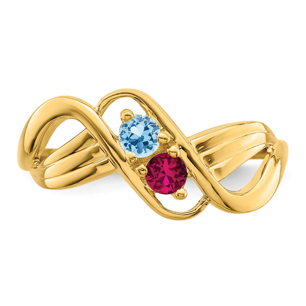 14k Synthetic 2 stone Family Jewelry Ring