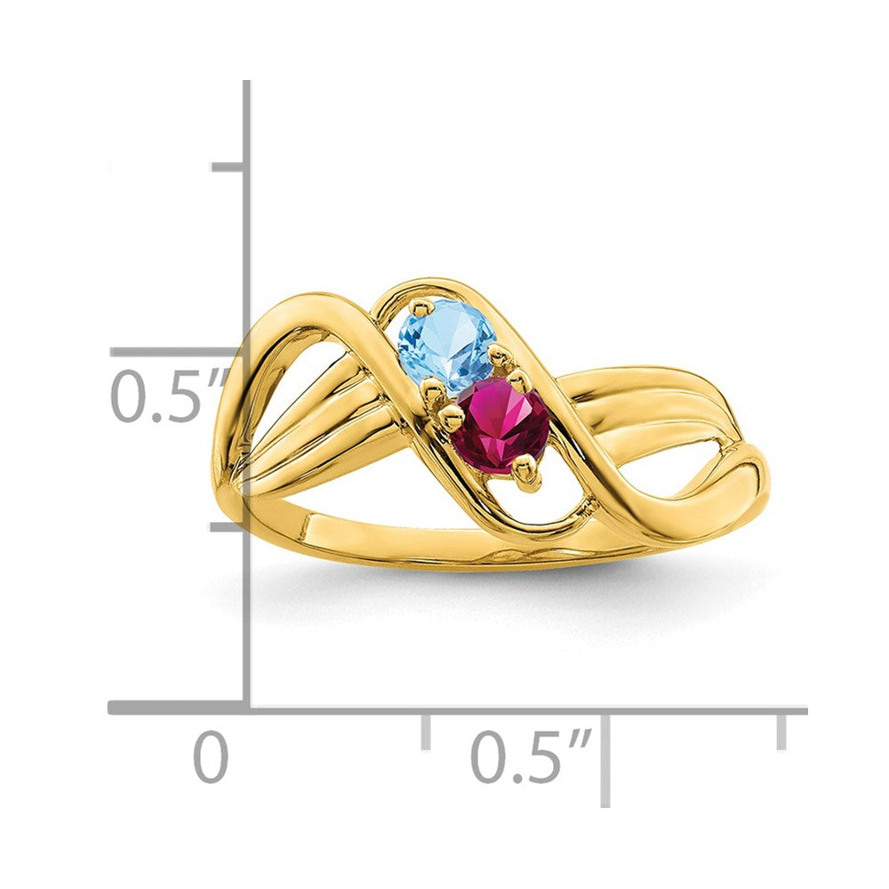 14k Synthetic 2 stone Family Jewelry Ring