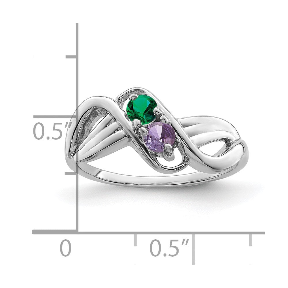 14k White Gold Polished 2-Stone Mothers Ring Mounting