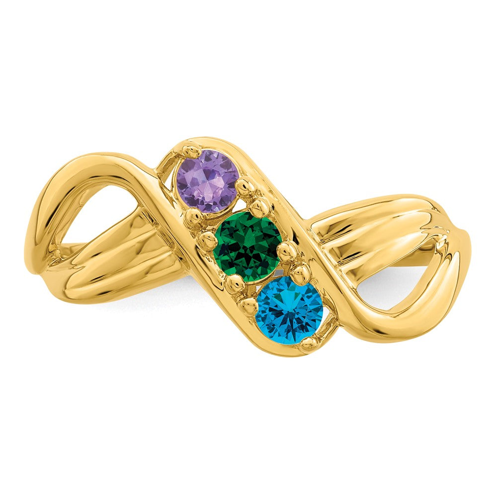 14k Polished 3-Stone Mothers Ring Mounting