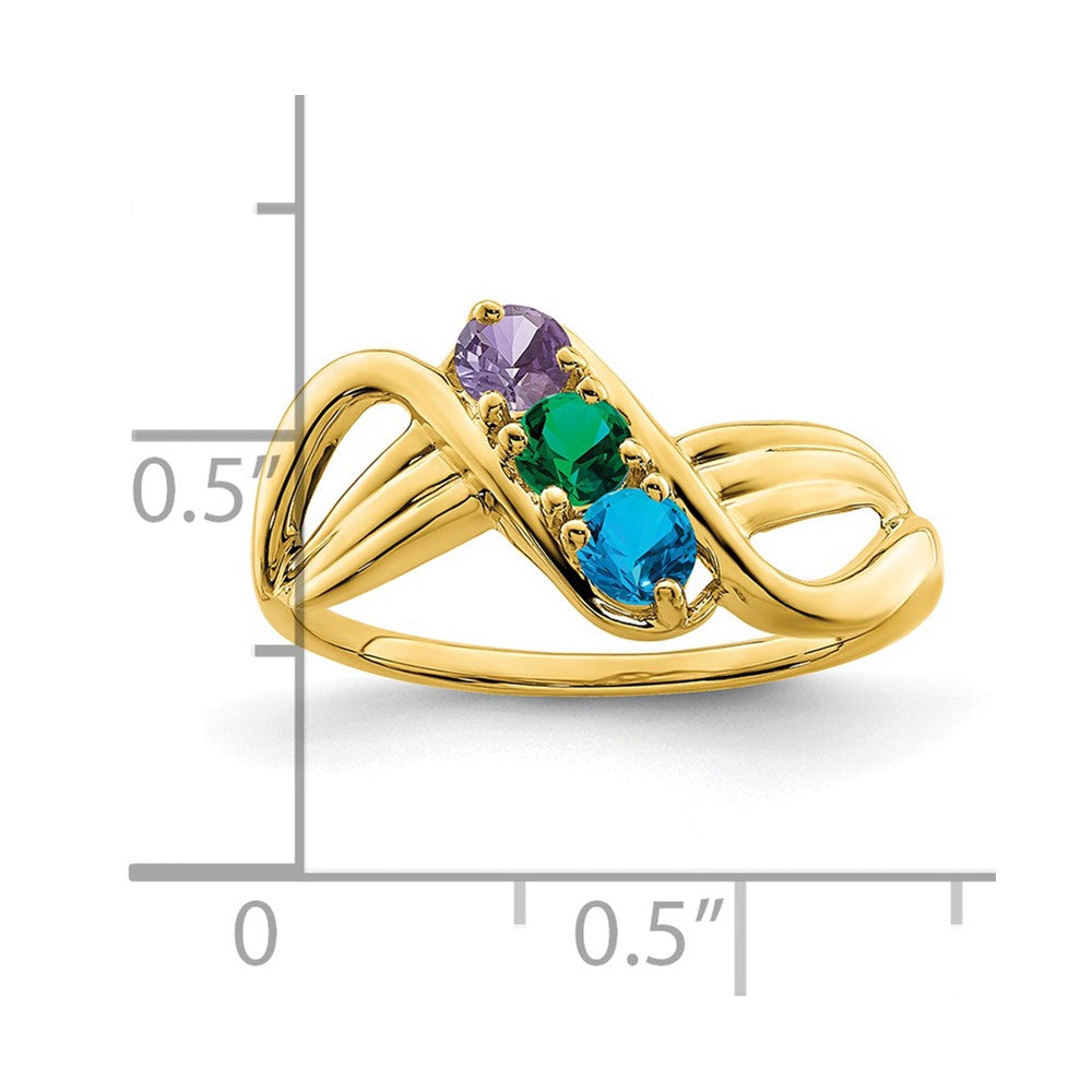 14k Polished 3-Stone Mothers Ring Mounting