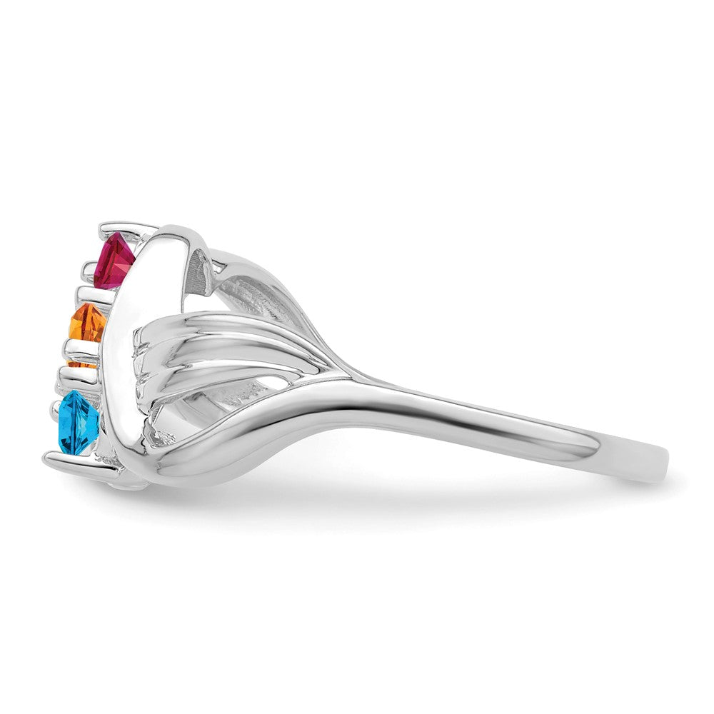 14k White Gold Synthetic 3 stone Family Jewelry Ring