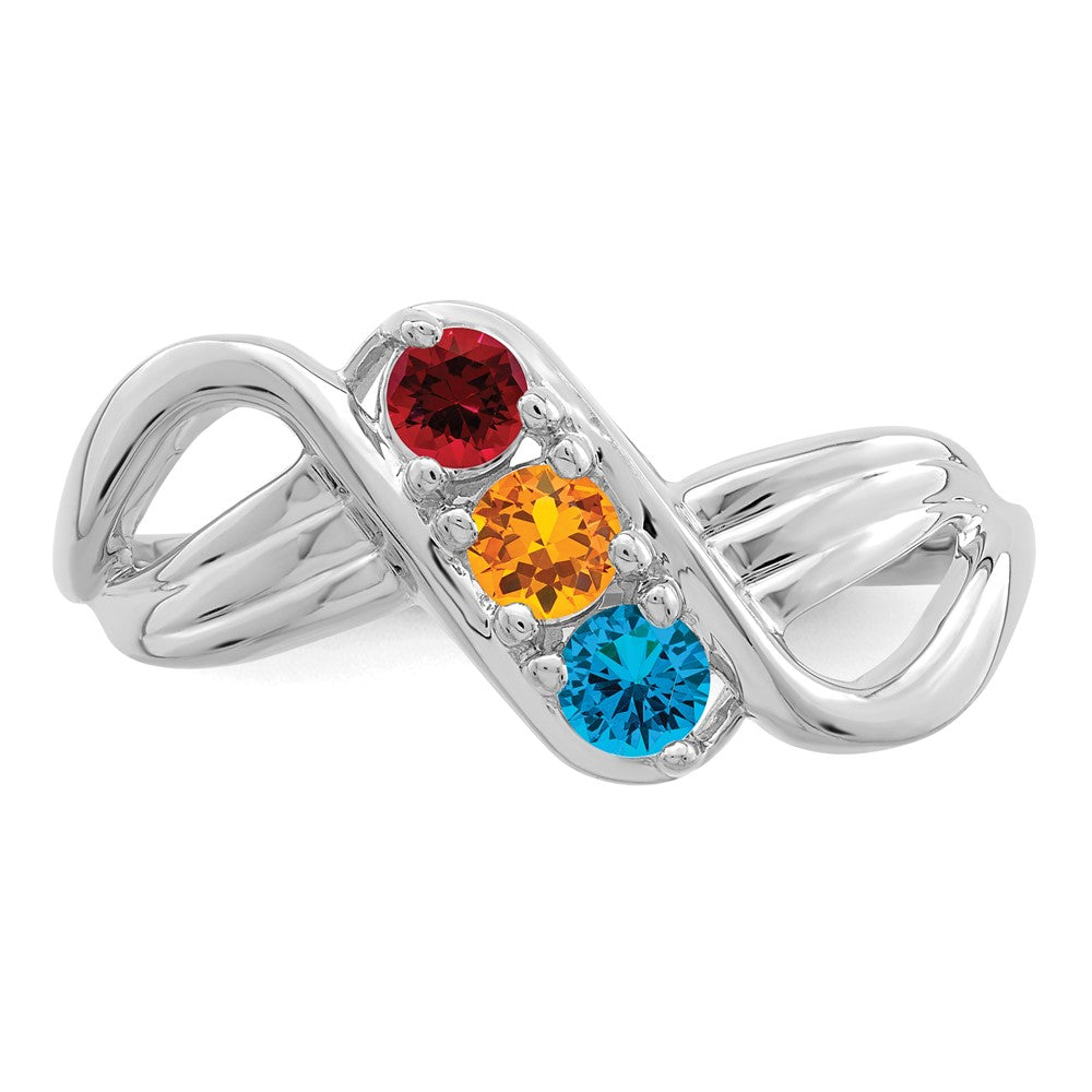 14k White Gold Genuine 3 Stone Mother's Ring