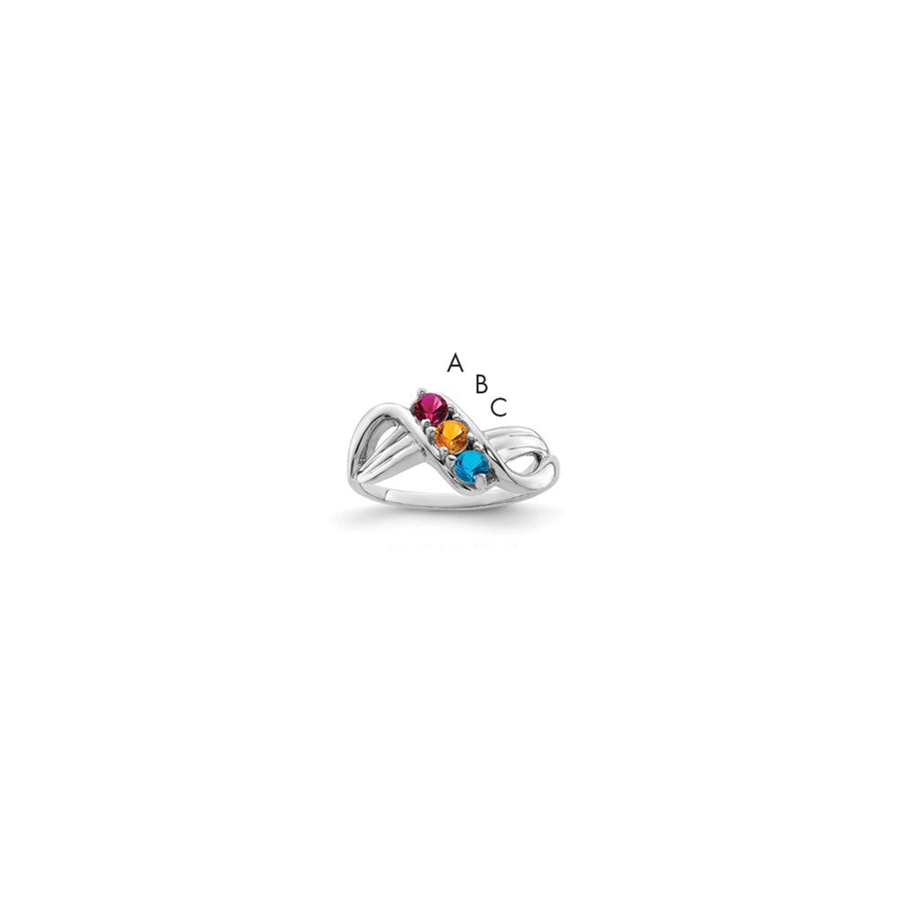 14k White Gold Genuine 3 Stone Mother's Ring