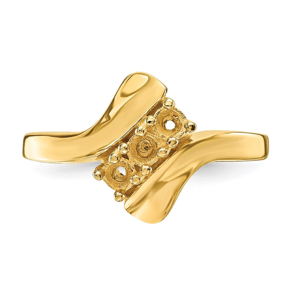 14k Polished 3-Stone Mothers Ring Mounting