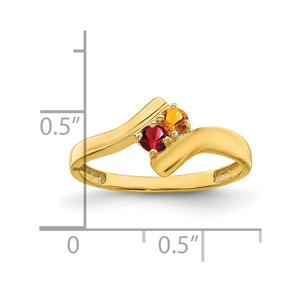 14k Polished 2-Stone Mothers Ring Mounting