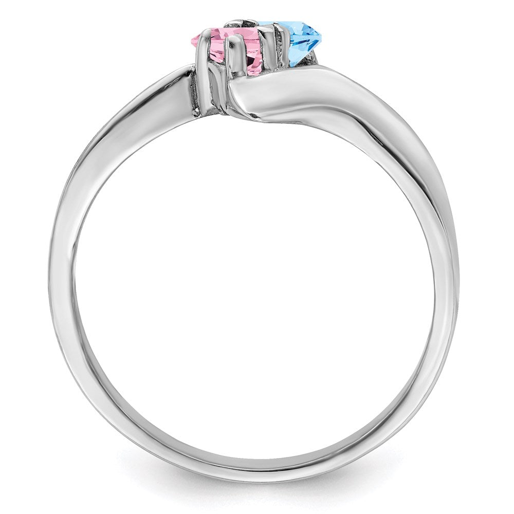 14k White Gold Polished 2-Stone Mothers Ring Mounting