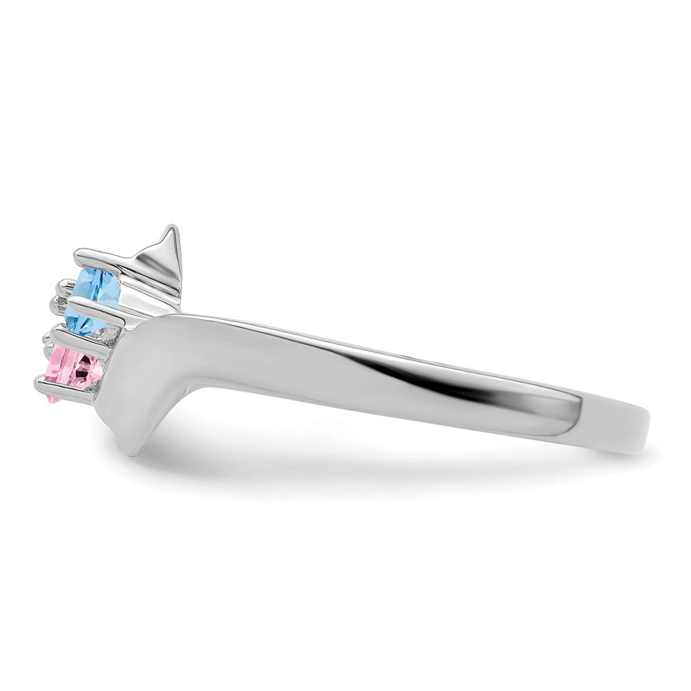 14k White Gold Synthetic Family Jewelry Ring