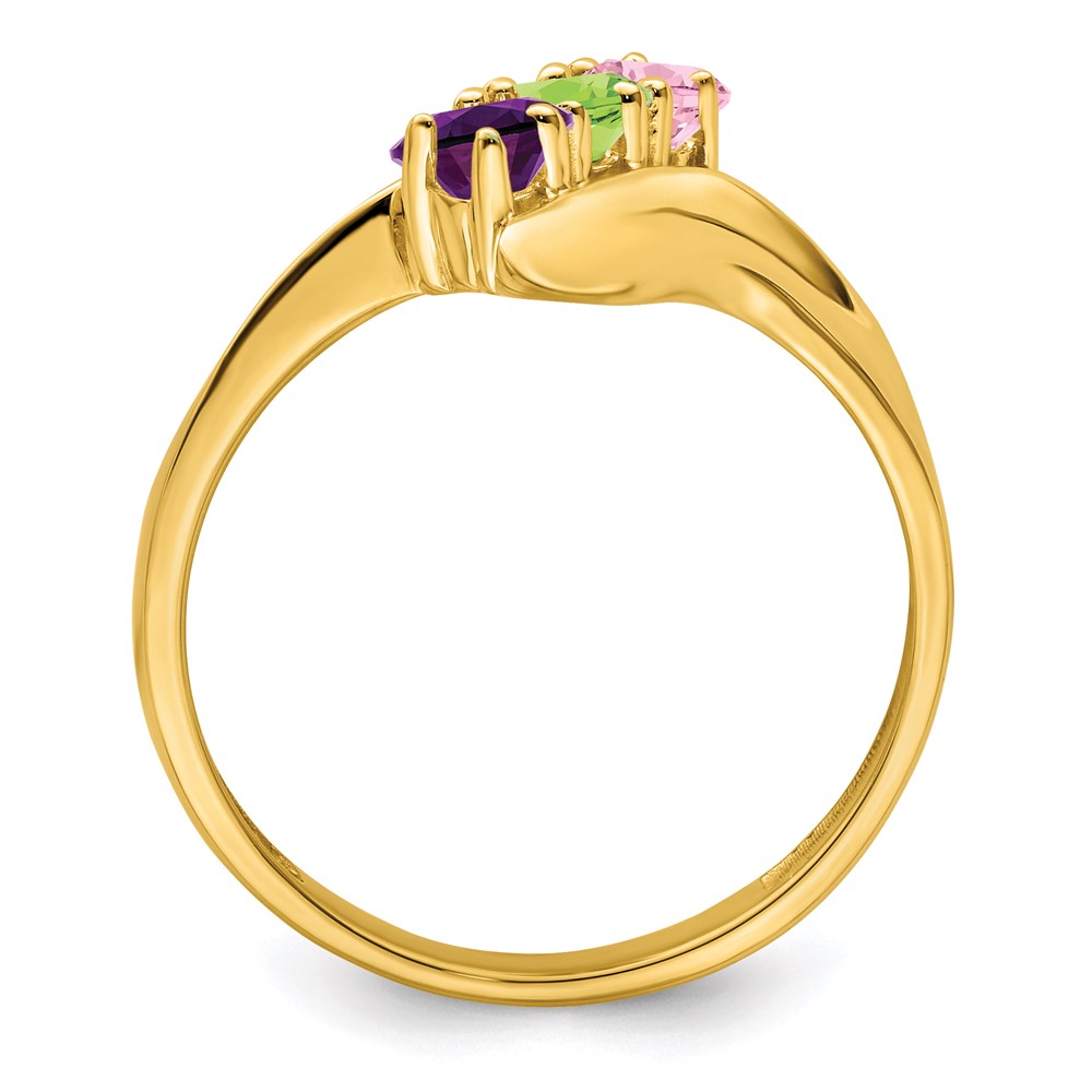 14k Polished 3-Stone Mothers Ring Mounting
