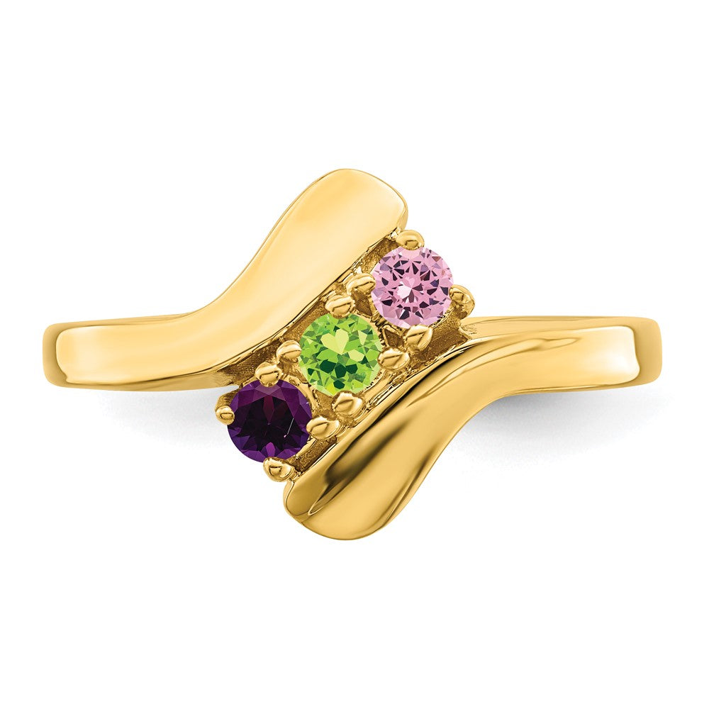 14k Polished 3-Stone Mothers Ring Mounting