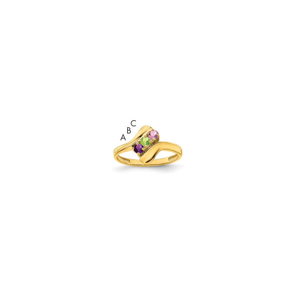 14k Polished 3-Stone Mothers Ring Mounting