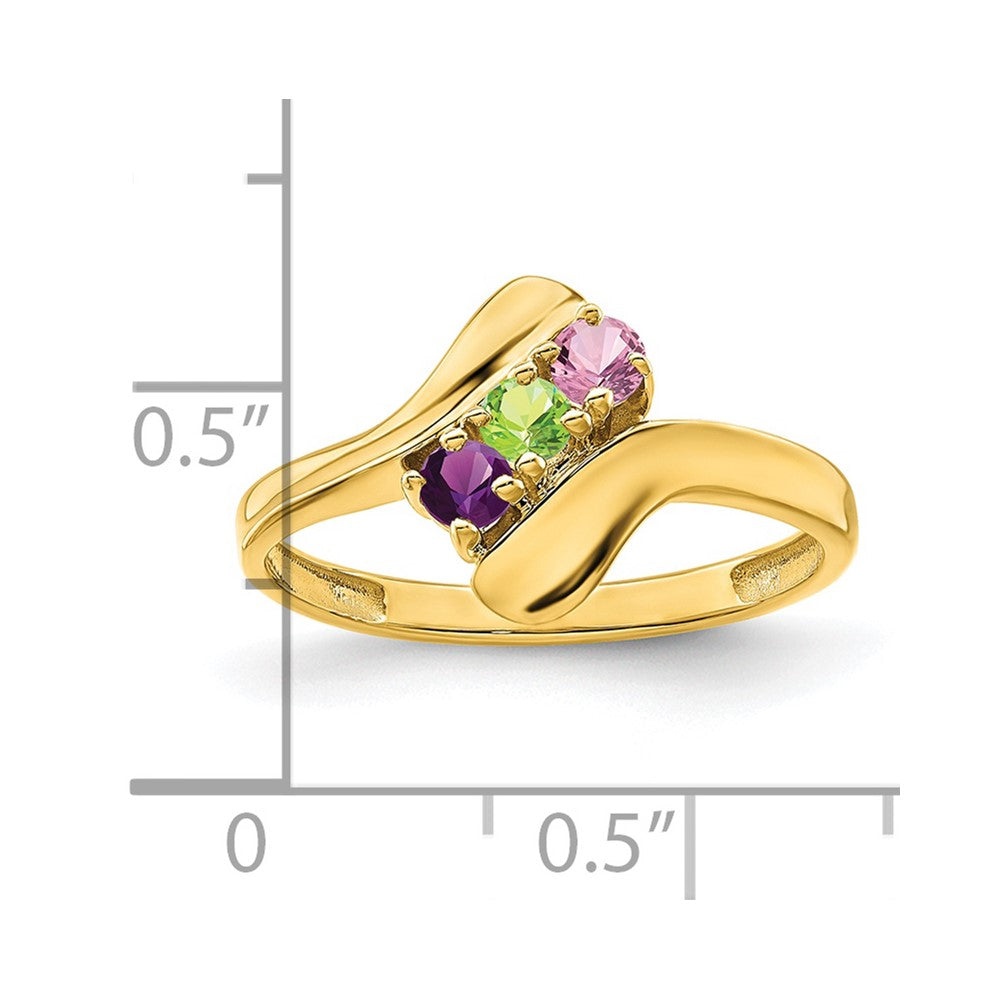 14k Genuine 3 Stone Mother's Ring