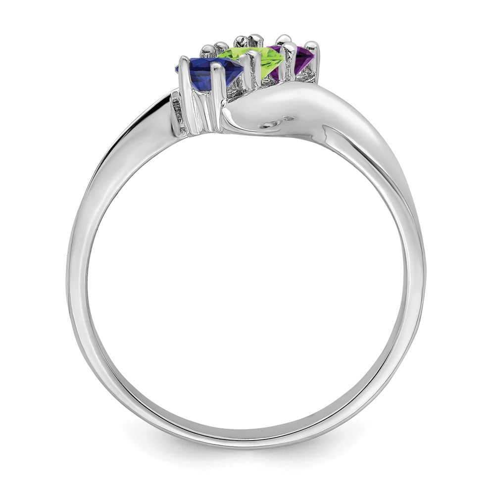 14k White Gold Genuine 3 Stone Mother's Ring