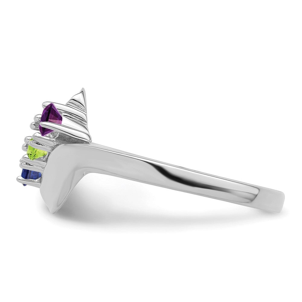 14k White Gold Genuine 3 Stone Mother's Ring